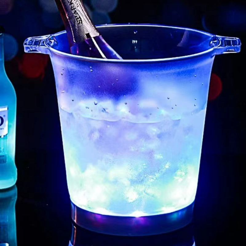 Special LED Glowing Ice Bucket Bar Wine Set Transparent Champagne Beer Bucket Cooler Holder Plastic LED Ice Bucket