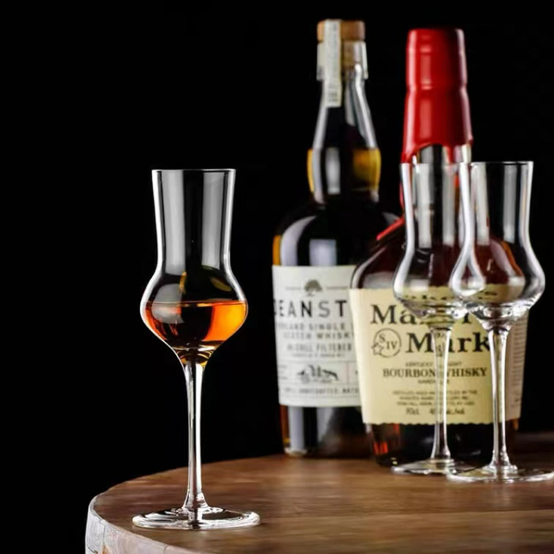 Lead-Free Clear Crystal Tasting Glass Whiskey Glass Tulip Wine Tasting Cup with Long Stem