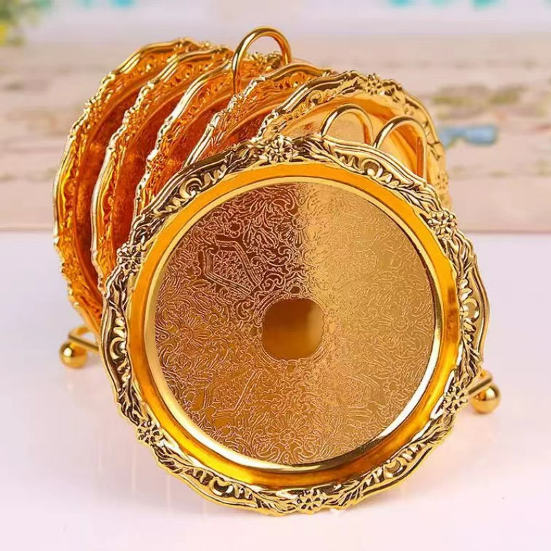 Wholesale Round Coaster Art Metal Coaster Home Retro Luxury Fruit Coaster