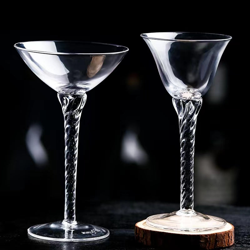 Spiral Spiral Long Handle Champagne Flutes for Bar Juice, Summer Drinks, Martini,