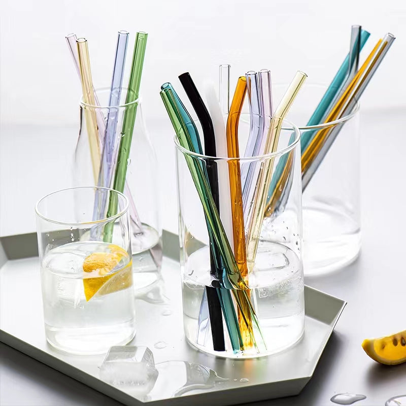 Stained Glass Straws Clear Glass Straws Plexiglass Straws Julip Cocktail Straws Curved Straws