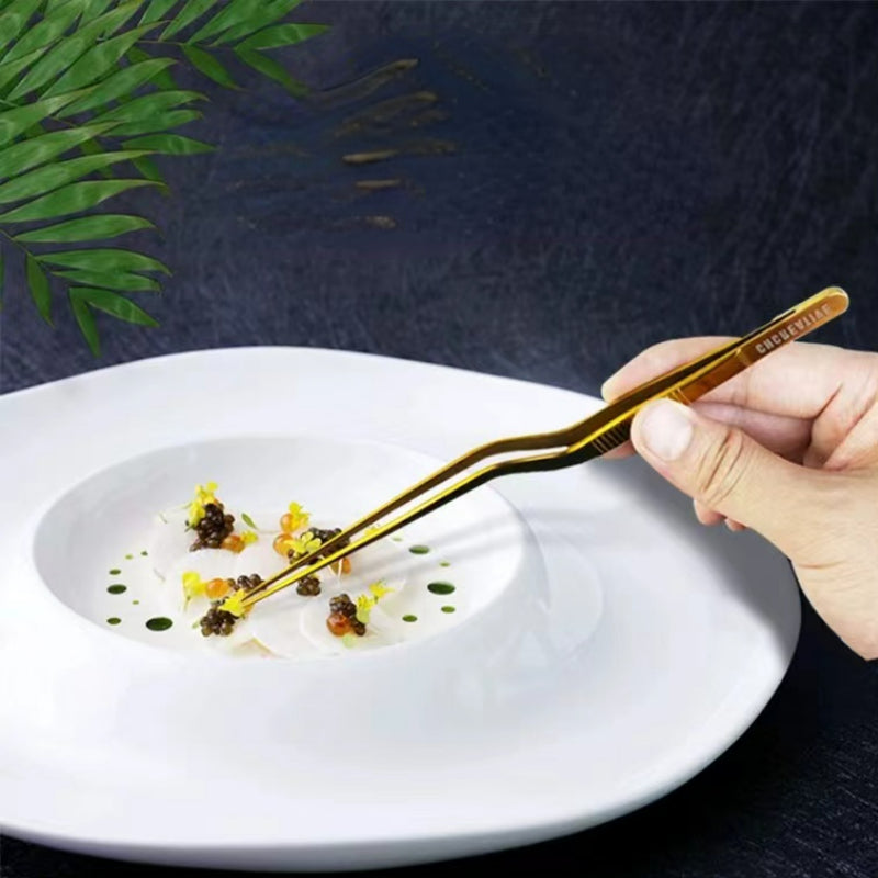 High Quality Details Tweezers Elbow Straight Head Food Tweezers Chef Tweezers