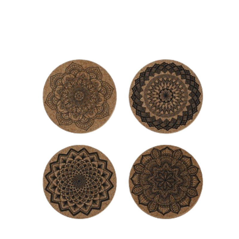 Moroccan Style Coasters Geometric Print Pattern Cork Coasters Absorbs Water Coasters
