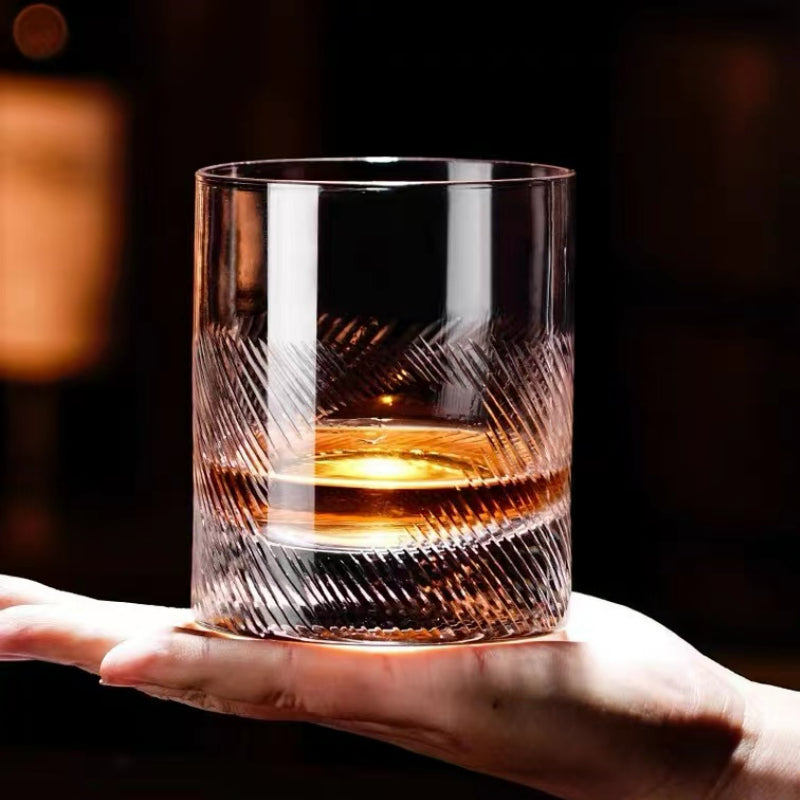 Old Fashioned Unique Rock Glass Whiskey Tasting Glass Cup Liquid 330ml Thick Bottom Crystal Whisky Glass