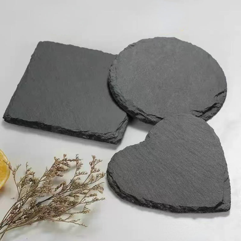Customized Logo Coasters Home Decoration 100% Natural Coasters Coffee Mug Whiskey Glasses Coasters Black Round Square Slate Coasters