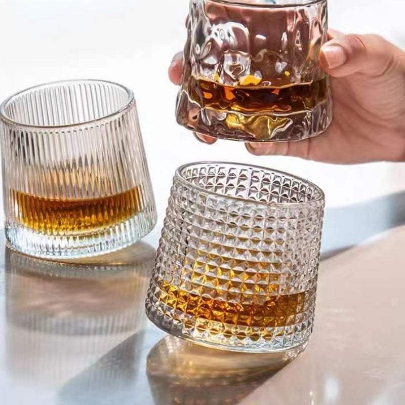 160ML-Thickened Rotating Crystal Glass Wine Glass Whisky Glass Creative Personality Wine Tumbler Cup