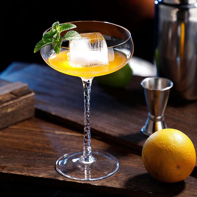 Hand Blown Spiral Margarita Glasses,Crystal Cocktail Glasses for Bar, Martini,Manhattan