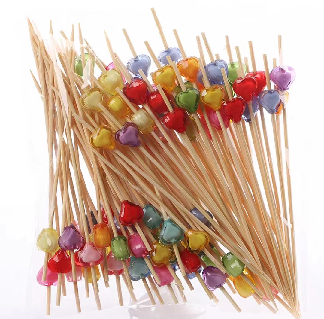 Flower Stick Cocktail Decoration Wine Stick Disposable Fruit Stick Ktv Fruit Stick Creative Bamboo Stick