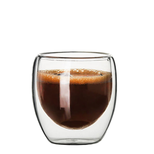 80ML Double Walled Glass Coffee Mugs,Insulated Glass for Latte Cappuccino Americano Tea milk Beverage