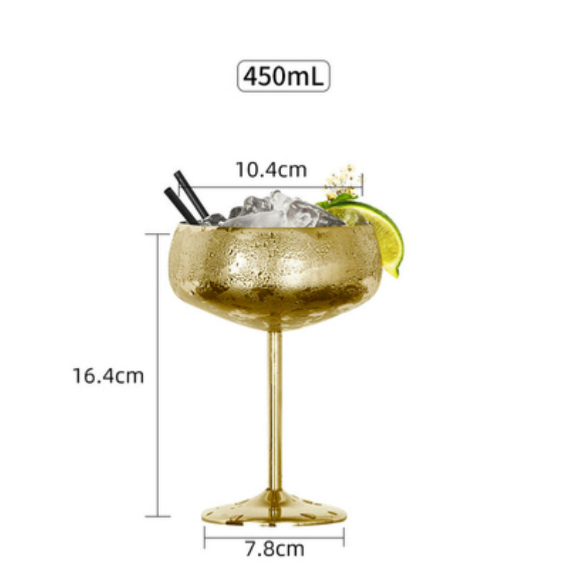 High Quality 450ML Stainless Steel Stem Martini Glasses