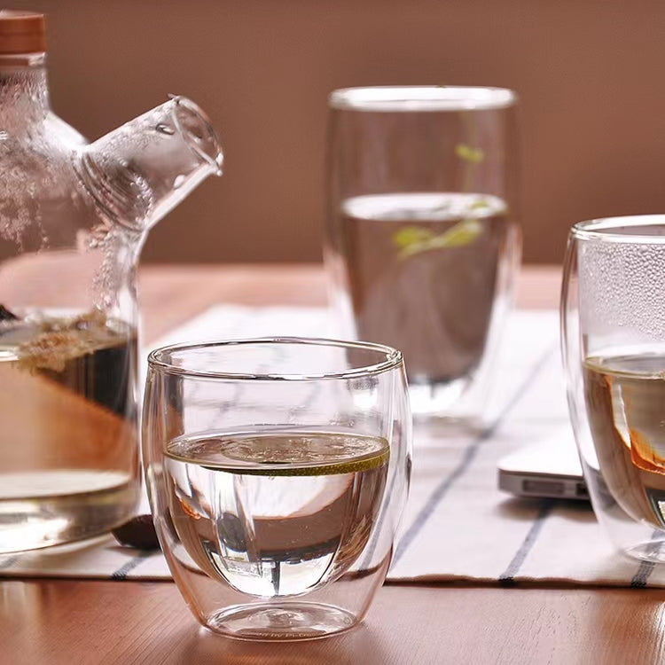 80ML Double Walled Glass Coffee Mugs,Insulated Glass for Latte Cappuccino Americano Tea milk Beverage