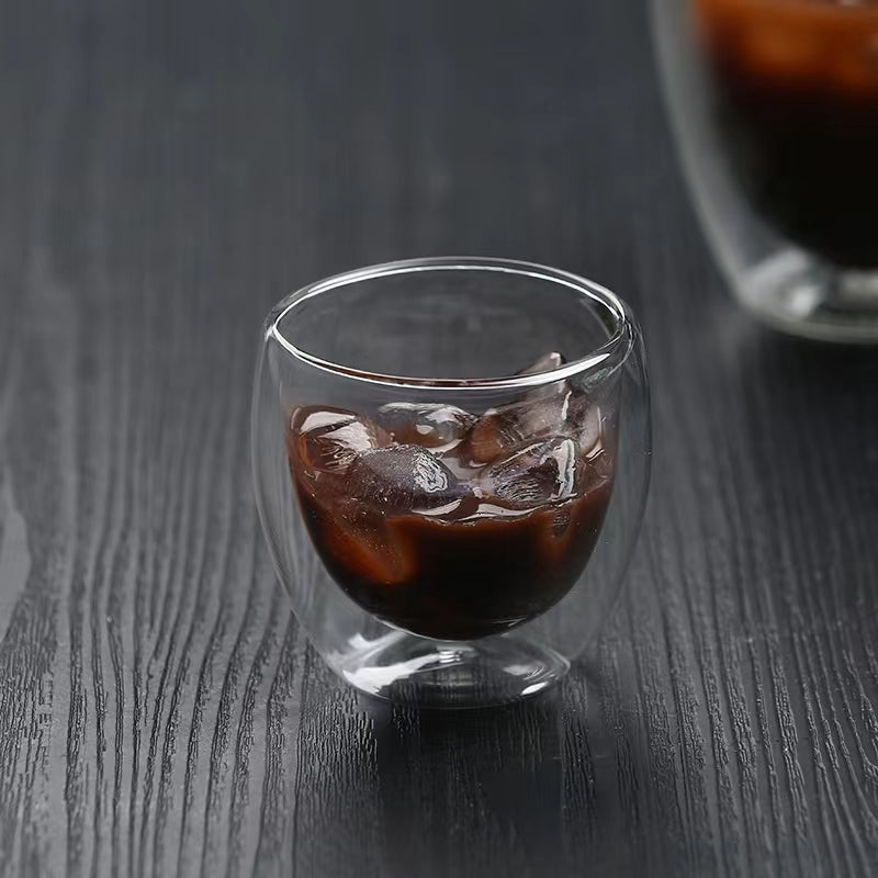 80ML Double Walled Glass Coffee Mugs,Insulated Glass for Latte Cappuccino Americano Tea milk Beverage