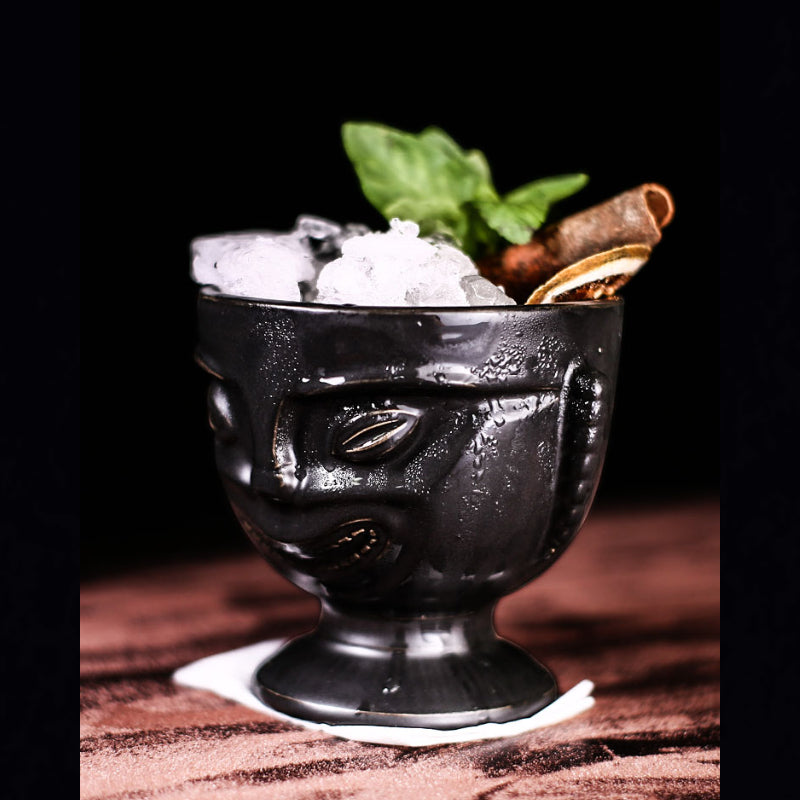 Tiki Cocktail Tiki Mugs Black Hawaiian Ceramic Cylinder Bar Exclusive