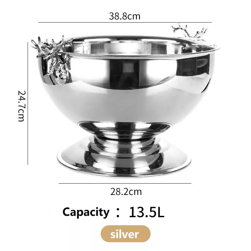 European Style Stainless Steel Deer Head Bucket Champagne Ice Bucket Large Capacity Red Wine Bucket Restaurant Ice Bucket for Bar