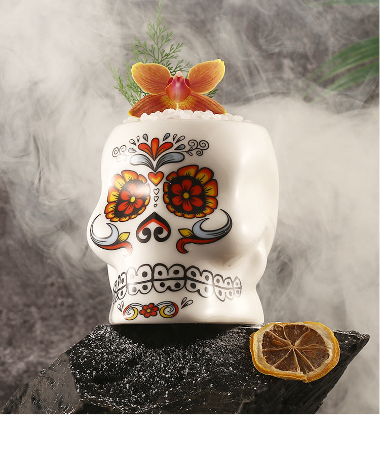 Flower Face Painted Skull Personalized Cocktail Glass Molecular Bartender North American Special Ceramic TIKI Cup