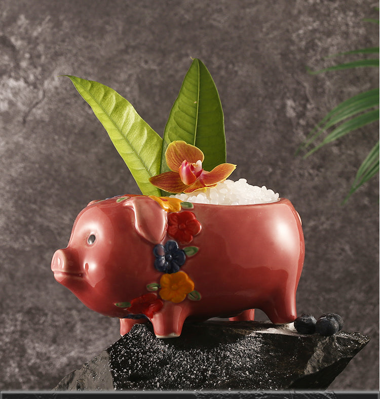 Tiki Drinkware-Cocktail Tiki Mugs- Red Pig Shape Ceramic Tiki Cups