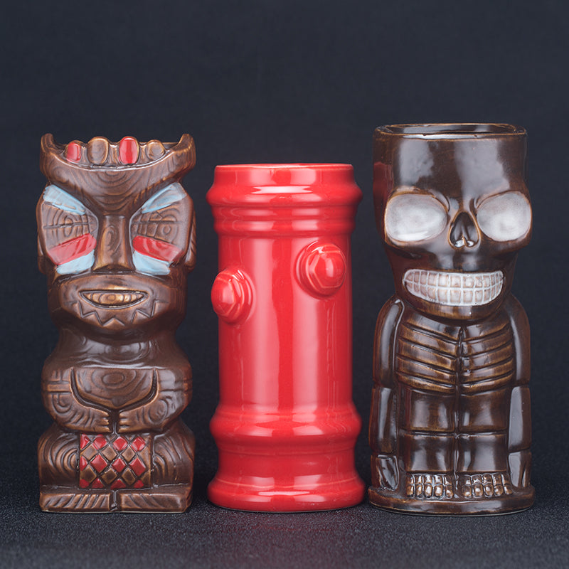 Tiki Drinkware-Cocktail Tiki Mugs-Wholesale New Style Black Handmade Ceramic Cheap Tiki Figurines