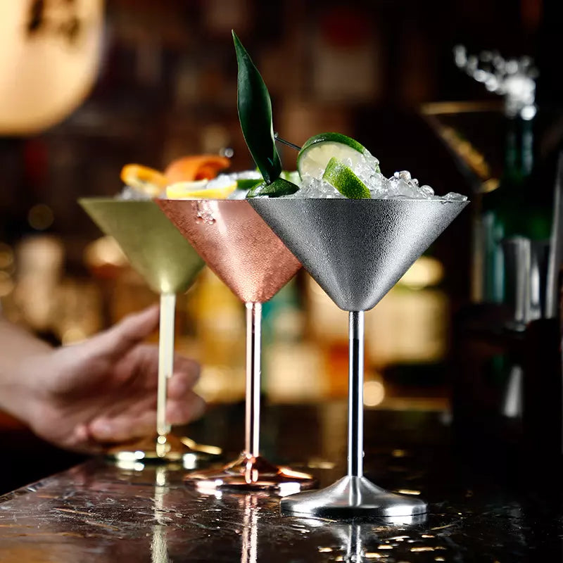 Personality 240ML Stainless Steel Metal Goblet Martini Cup,Stainless steel Cocktail Glasses