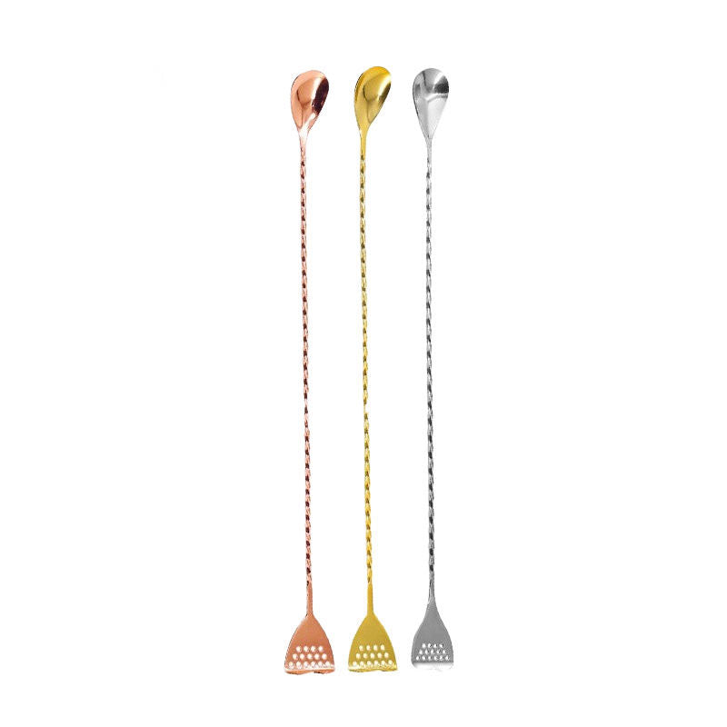 Multi-functional Mixing Bar Spoon with Strainer Tip