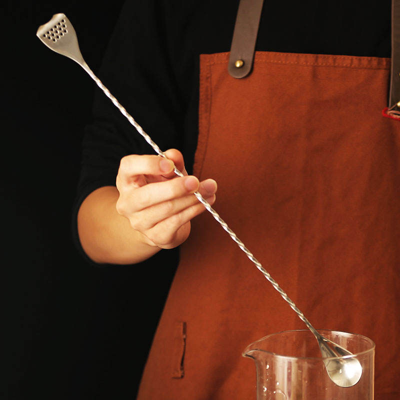 Multi-functional Mixing Bar Spoon with Strainer Tip
