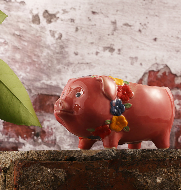 Tiki Drinkware-Cocktail Tiki Mugs- Red Pig Shape Ceramic Tiki Cups