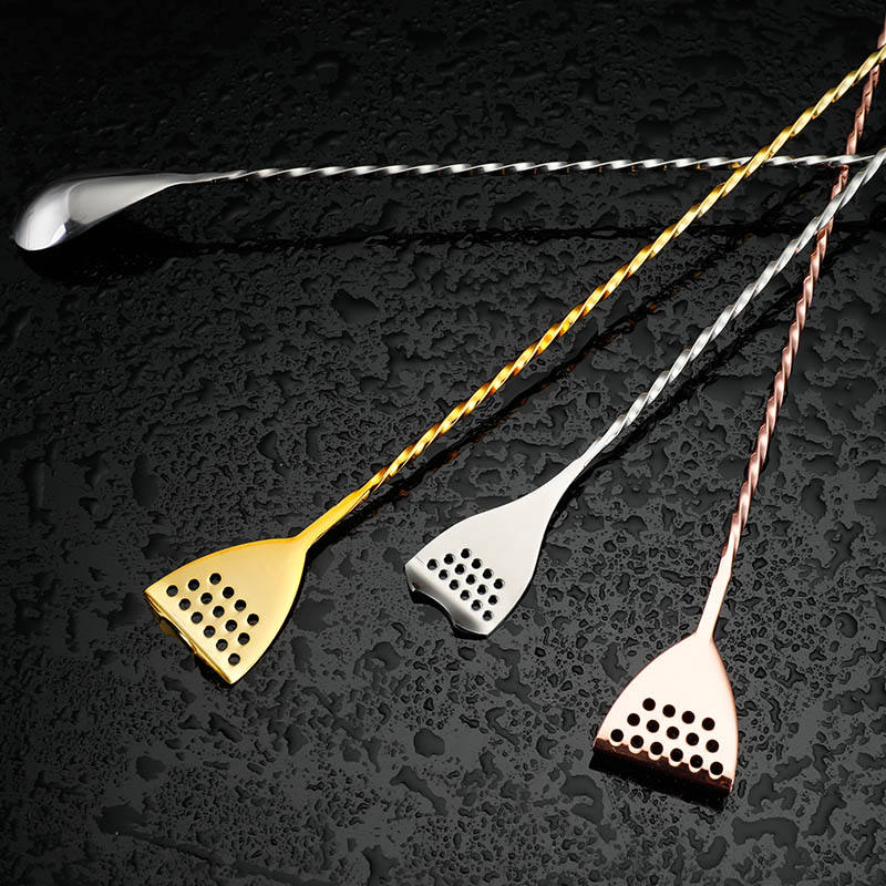 Multi-functional Mixing Bar Spoon with Strainer Tip