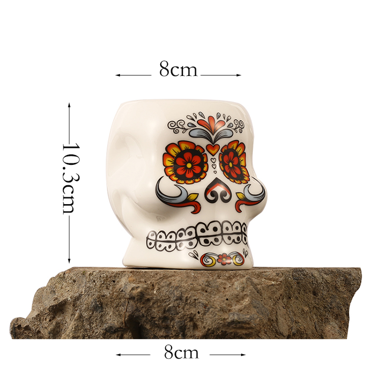 Flower Face Painted Skull Personalized Cocktail Glass Molecular Bartender North American Special Ceramic TIKI Cup
