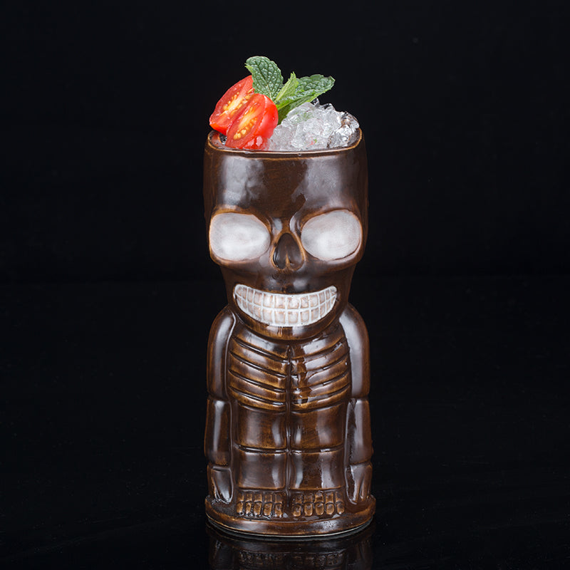 Tiki Drinkware-Cocktail Tiki Mugs-Wholesale New Style Black Handmade Ceramic Cheap Tiki Figurines
