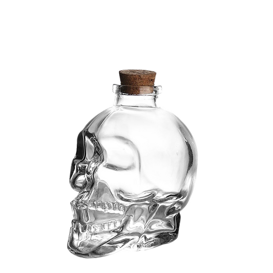 380 ML Glass Skull Decanter,Creative Crystal Clear Skull Whiskey Cocktail Glass