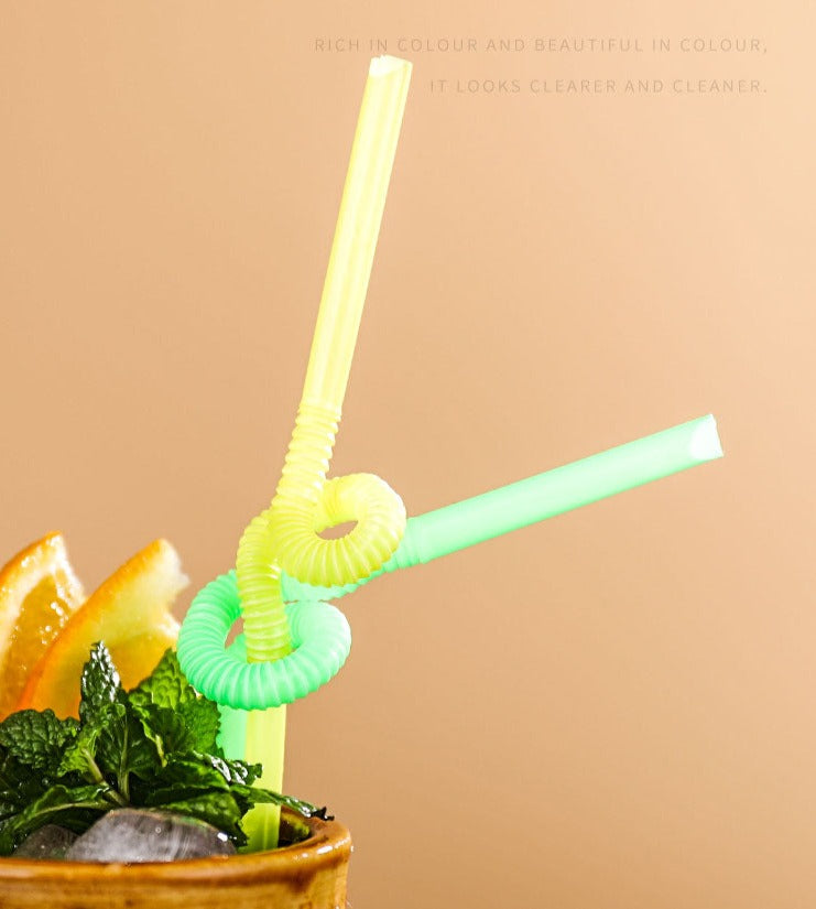 Color Elbow Straw Disposable Art Cocktail Juice Drinks Milk Tea Bending Can Be Long Bending Independent Packaging