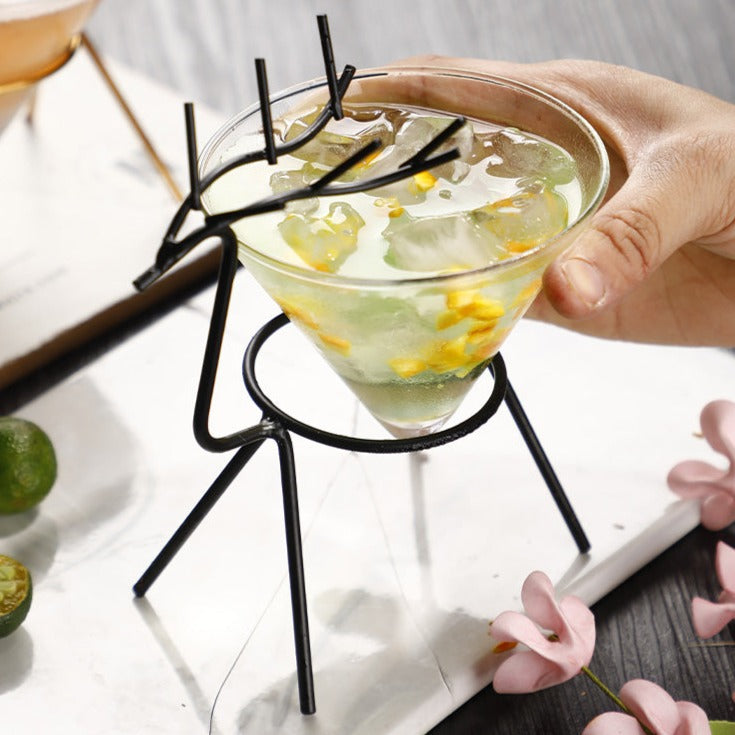 Fawn Wrought Iron Simple Creative Martini Glass,Modern Stemless Cocktail Glass