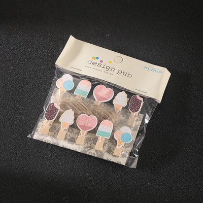 Ice-Cream-Creative Personality Cocktail Garnish, Decorative Clip, Photo Clip, Wooden Clip