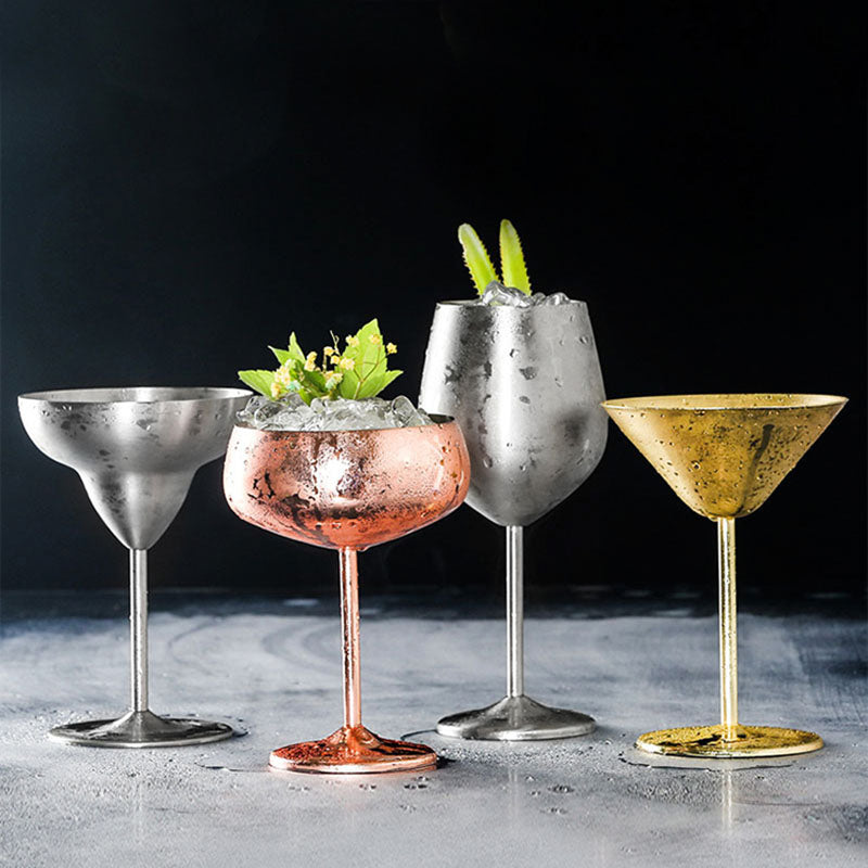 High Quality 450ML Stainless Steel Stem Martini Glasses