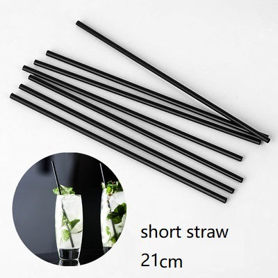Thin Straight Straw Plastic Disposable Black Short Bar Cocktail Decoration Small Fruit Drink