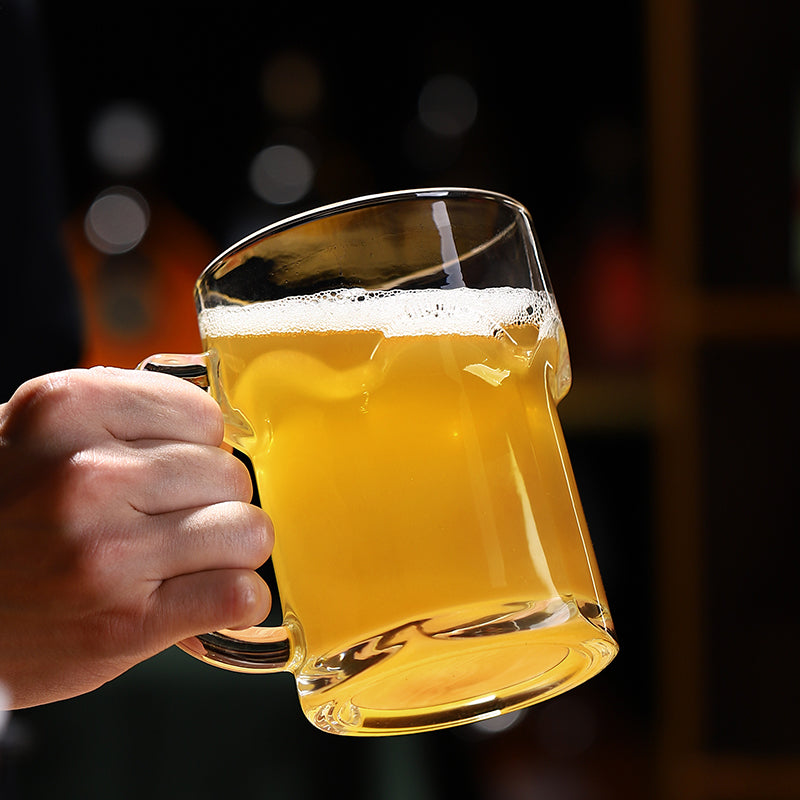 Beer Mug with Handle Craft Beer Mug Large Capacity Glass Fruit Tea Mug Mojito Mug Cold Drink Mug