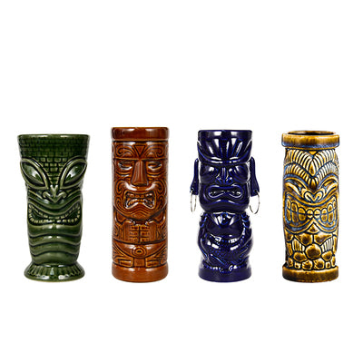 Tiki Cocktail Glass Hawaiian Cocktail Glass Bartender Wine Glass Ceramic Cup Tiki Cup