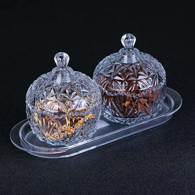 Round Pattern-European-Style Royal Engraved Spice Box Candy Jar Dried Fruit Dish Decoration Box Spice Box Bar Utensils