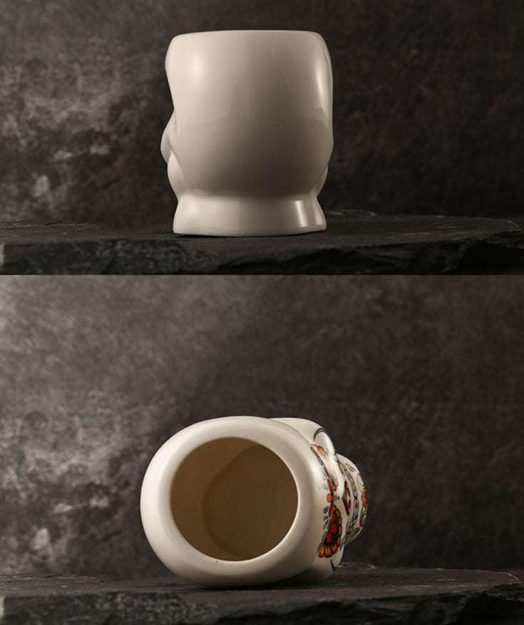Flower Face Painted Skull Personalized Cocktail Glass Molecular Bartender North American Special Ceramic TIKI Cup