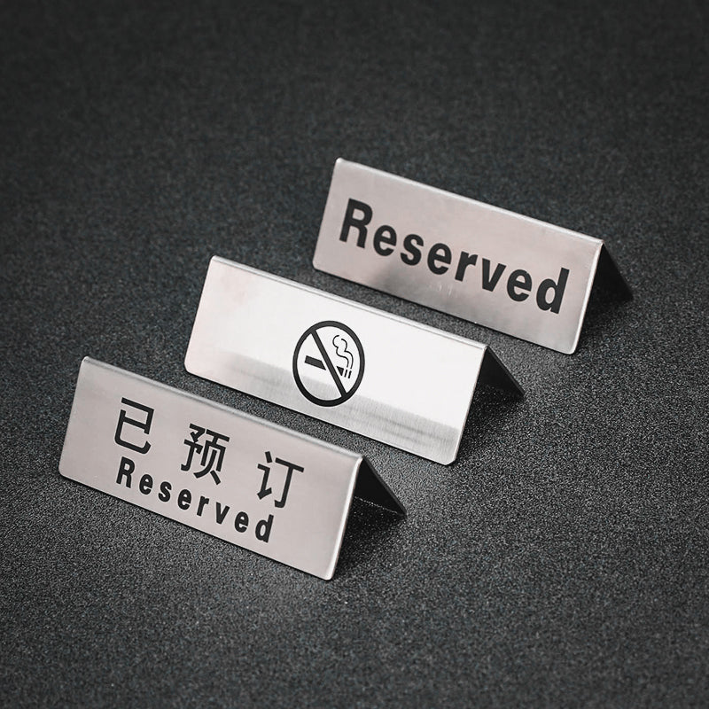 304 Stainless Steel Reservation Card Reserved Seat Card No Smoking Card