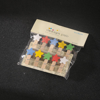 Color Stars-Cocktail Garnish, Decorative Clip, Photo Clip, Wooden Clip