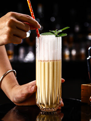 Premium Striped Collins Tumblers,Drinking Glasses with Heavy Base for Water,Juice, Cocktails,Beverages