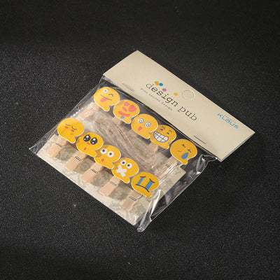Yellow Smiling Face-Cocktail Garnish, Decorative Clip, Photo Clip, Wooden Clip