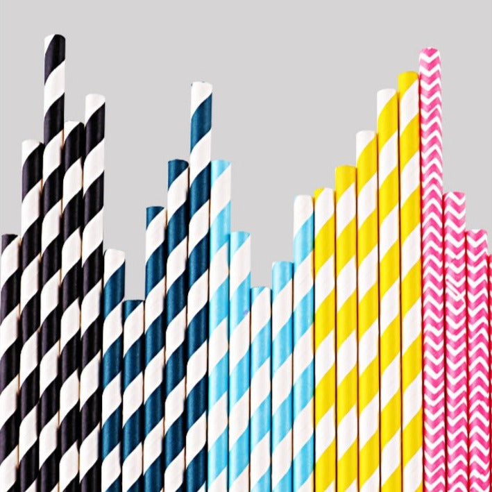 Paper Coffee Milk Tea Shop Tiki Beach Cocktail Juice Long Tube Color Straight Art Straw