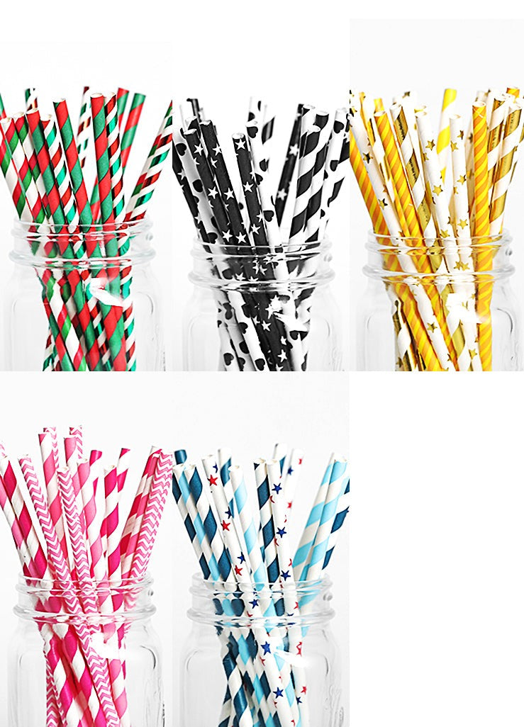 Beach Cocktail Straws Paper Straws Disposable Color Art Straws Environmentally Friendly Paper Straws