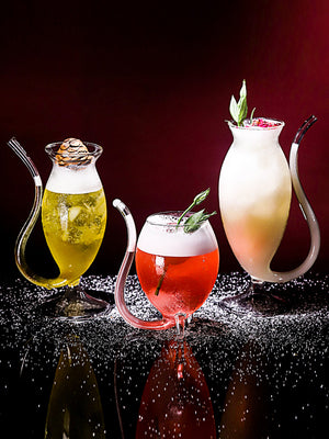300ML Vampire Wine Glass with Straw Creative Cocktail Glass Transparent Juice Cups