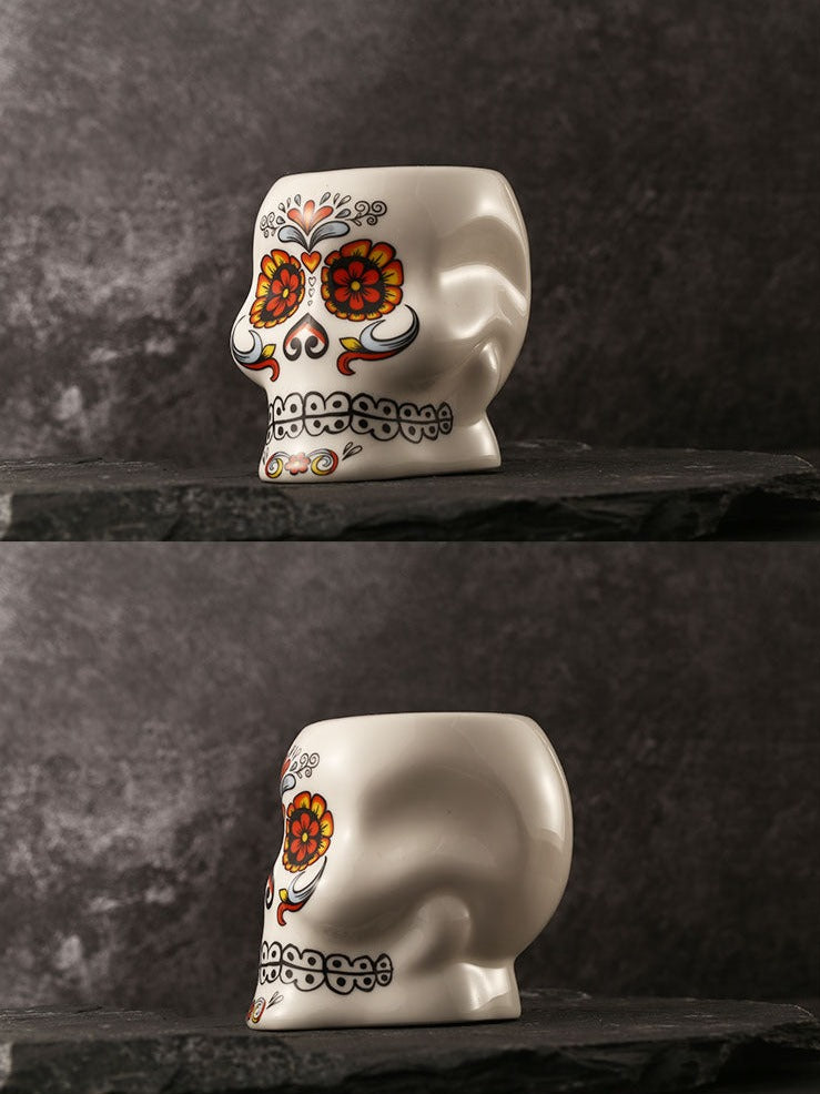 Flower Face Painted Skull Personalized Cocktail Glass Molecular Bartender North American Special Ceramic TIKI Cup