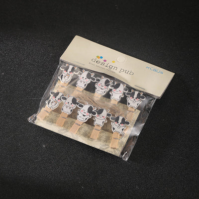 Cow-Creative Personality Cocktail Garnish, Decorative Clip, Photo Clip, Wooden Clip