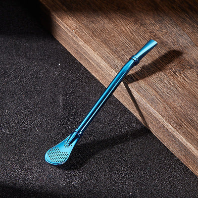 Stainless Steel Julip Mojito Special Metal Filter Straw Mint Leaf Fruit Environmental Protection Tube Spoon
