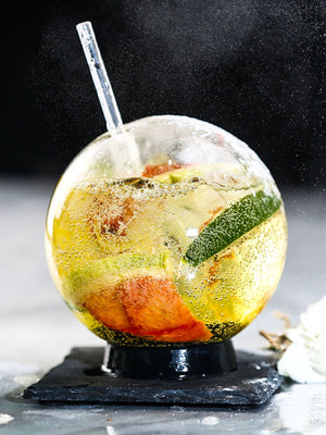 Creative Wine Glasses with Straws,Stylish Spherical Globe Cocktail Glass with Lid