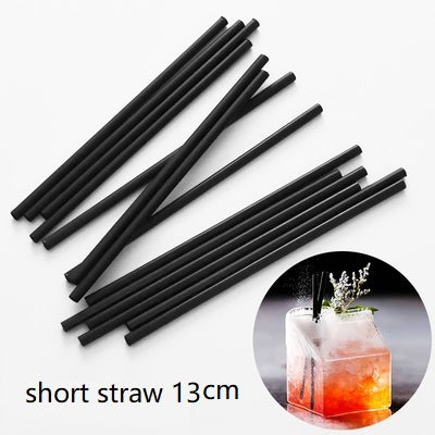 Thin Straight Straw Plastic Disposable Black Short Bar Cocktail Decoration Small Fruit Drink